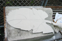 Paper template for a carving of a small Portland limestone block.
